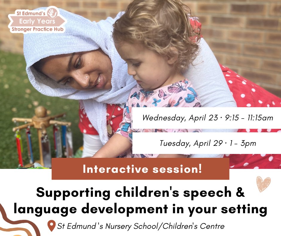 Are you struggling with ideas to support children's speech &amp; language development in your setting?💭Come along to one of our interactive sessions! We will demonstrate activity ideas that can be undertaken by you to support children's foundation skills.  
👉ow.ly/FqjH50VA7FK