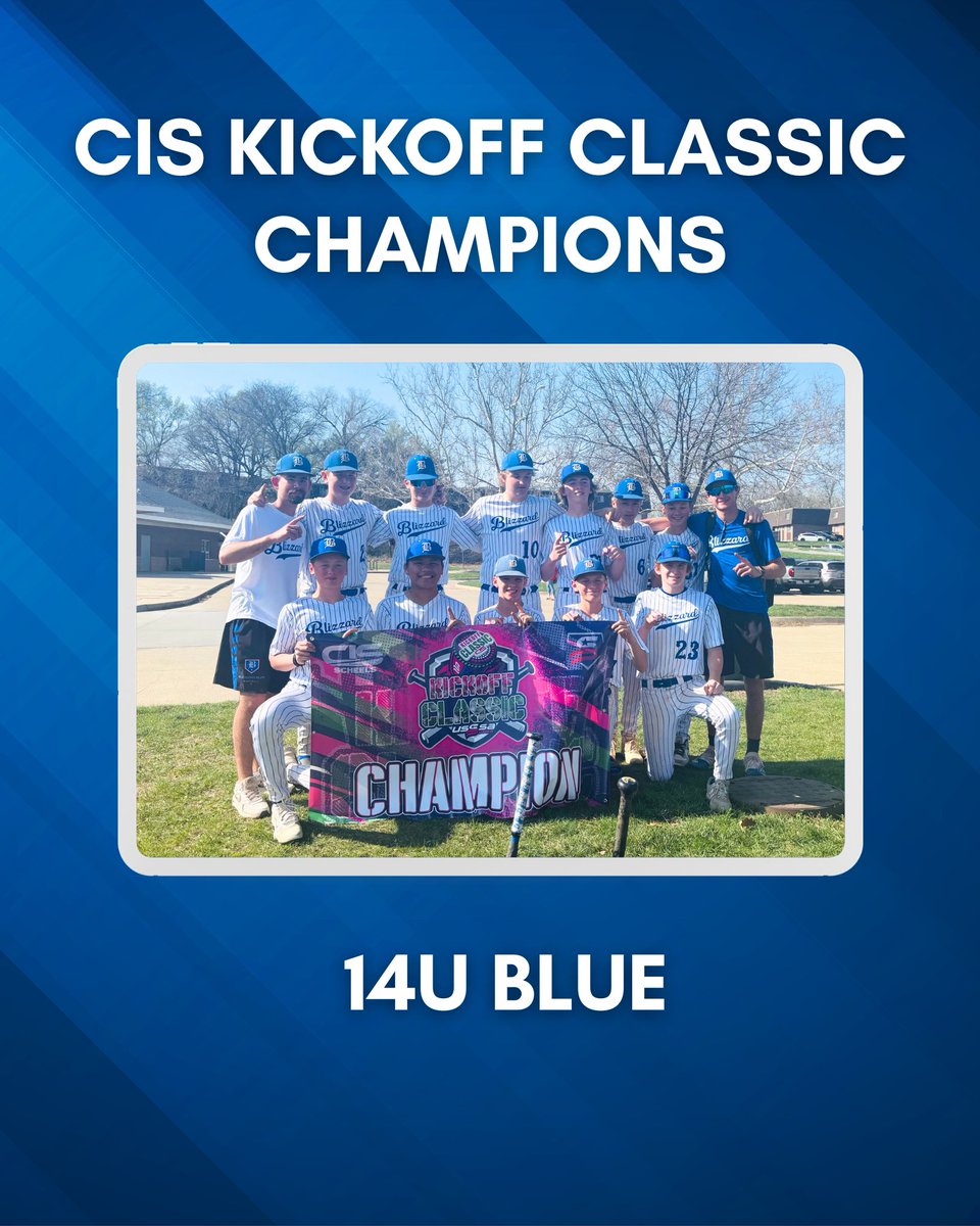 💍 x 3️⃣

9u Royal-Champs
13u Carolina-Champs
14u Blue-Champs

33-16 program record! The young bucks did their thing😎 

#BlueLove | #BlizzardBaseball | #SpringSeason |