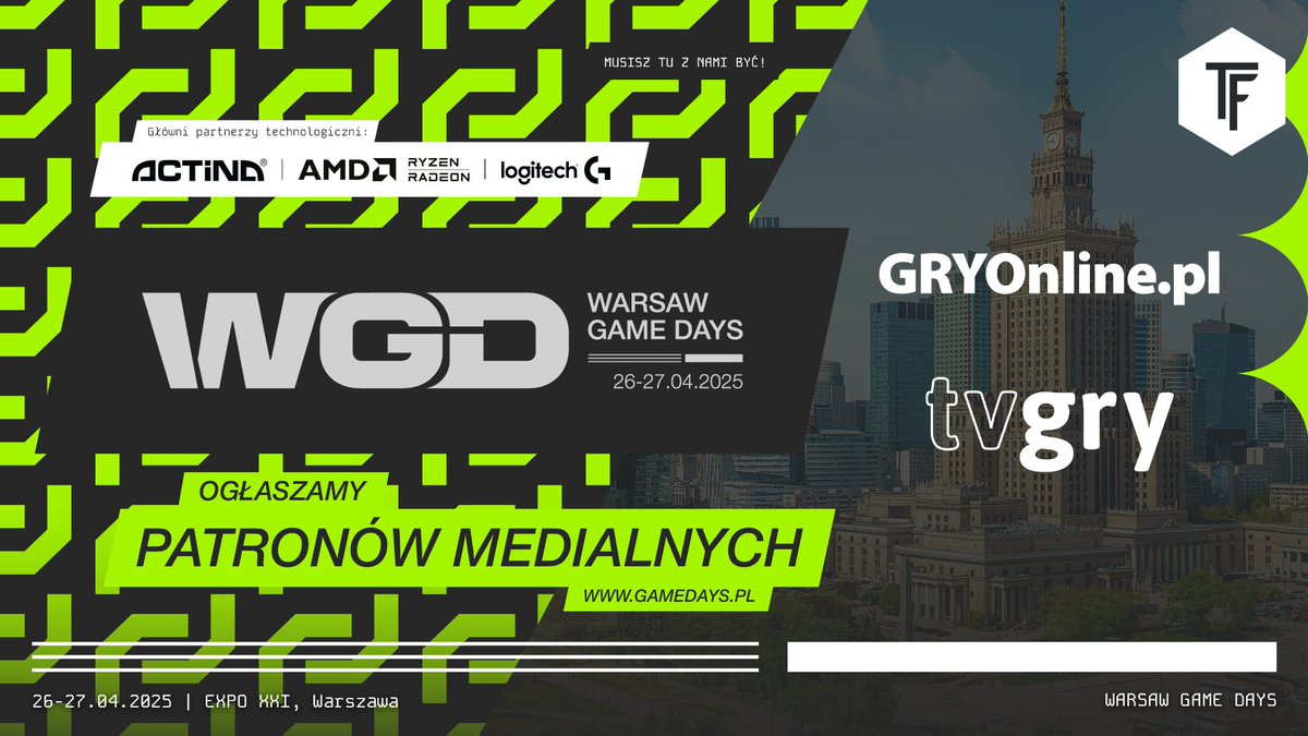 Witamy na pokładzie patronów medialnych WGD: <a href="/golpl/">GRYOnline.pl</a> i <a href="/tvgrypl/">TVGRYpl</a>! W ich publikacjach znajdziecie sporo informacji o (jeszcze!) nieogłoszonych przez nas grach i atrakcjach 👀
bit.ly/GOL_o_WGD
bit.ly/tvgry_o_WGD