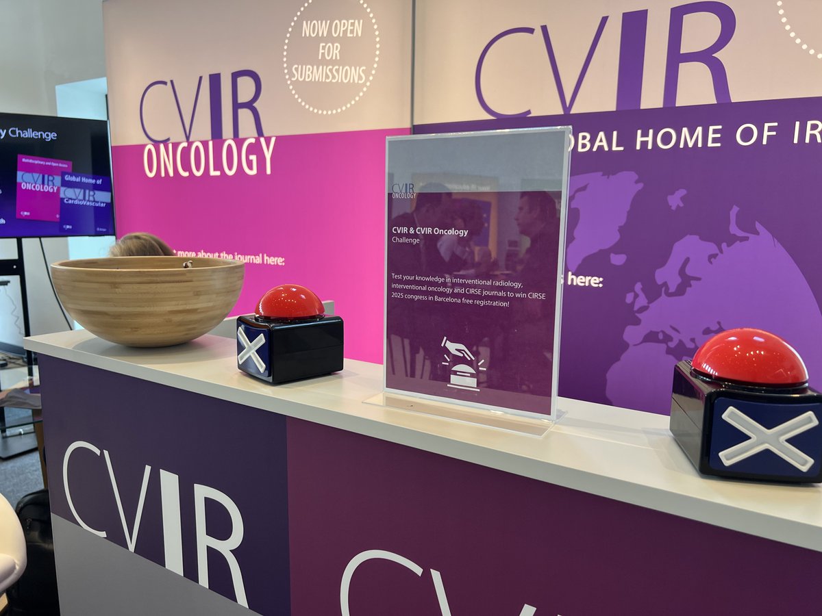 cvironco's tweet photo. Thank you for playing at the CVIR &amp; CVIR Oncology Challenge! 💡

It was great to see so many participants test their knowledge and compete for a chance to win a free registration to CIRSE 2025.  🏆

Stay tuned, the final draw is coming soon!

#ecio #ecio2025 #cvironcology #cvir https://t.co/PREiRrAl6C