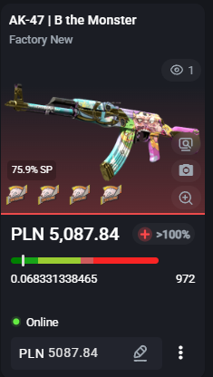 If anyone wants to buy my ak, its currently listed at 1180 Euro at csgofloat. 

75% SP, dm's open