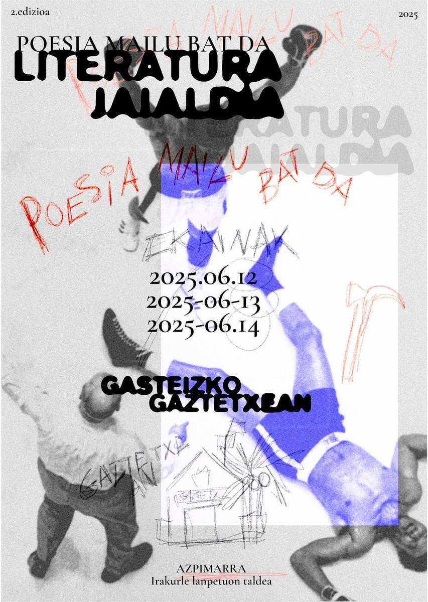 ⚪ POESIA MAILU BAT DA II ⚪

Oraindik ez dakigu literatura jaialdi batek nolakoa izan behar duen, baina bai zerbaitetarako balio dezakeela. Beraz, aurten, bigarren edizioa!

Gorde dataaak 🌞📖🥁🪇

📍Gasteizko gaztetxean

🗓️ Ekainaren 12-13-14

Laster berri gehiago😉
Egon adi!