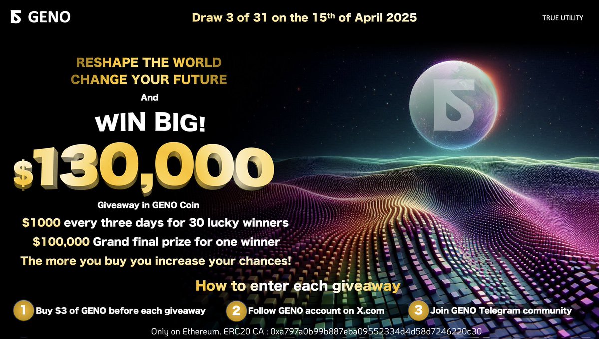 GenocoinFans's tweet image. 🤑💸🤑💸🤑💸🤑💸🤑💸
COME ON ... Guys 
$1000 every 3 days 👌
$100,000 Grand Prize 💰

WHAT are you WAITING FOR 🎊🎉🎊🎉🎊🎉🎊🎉🎊🎉🎊

💵💵💵💵💵💵💵💵💵💵💵