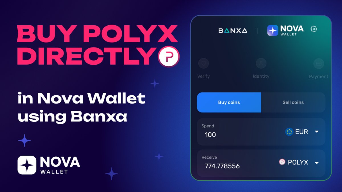 You can now buy POLYX directly in Nova Wallet using Banxa ✓ No need for  centralized exchanges or extra steps. Just a smooth fiat-to-crypto flow —  right in your wallet. @PolymeshNetwork 🔗