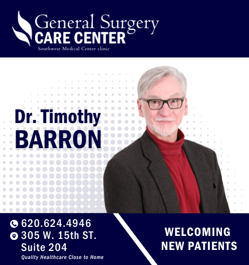 👨‍⚕️ Looking for expert surgical care? Dr. Timothy Barron at the General Surgery Care Center is here for you! With years of experience and a trusted reputation, Dr. Barron is now accepting new patients.

📍 General Surgery Care Center
📞 Call us today: 620-624-4946