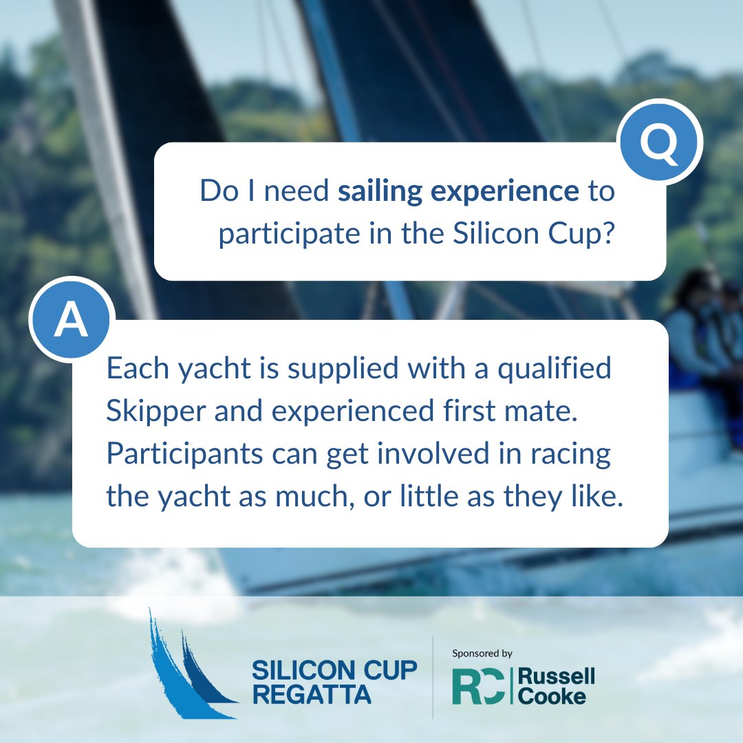 No sailing experience? No problem!⛵️

At the Russell-Cooke Silicon Cup Regatta, every yacht is crewed by a skipper and first mate - so whether you're racing or relaxing, you're in safe hands.

💙Become part of the UK’s biggest IT regatta for charity here: bit.ly/3ufN7Kz