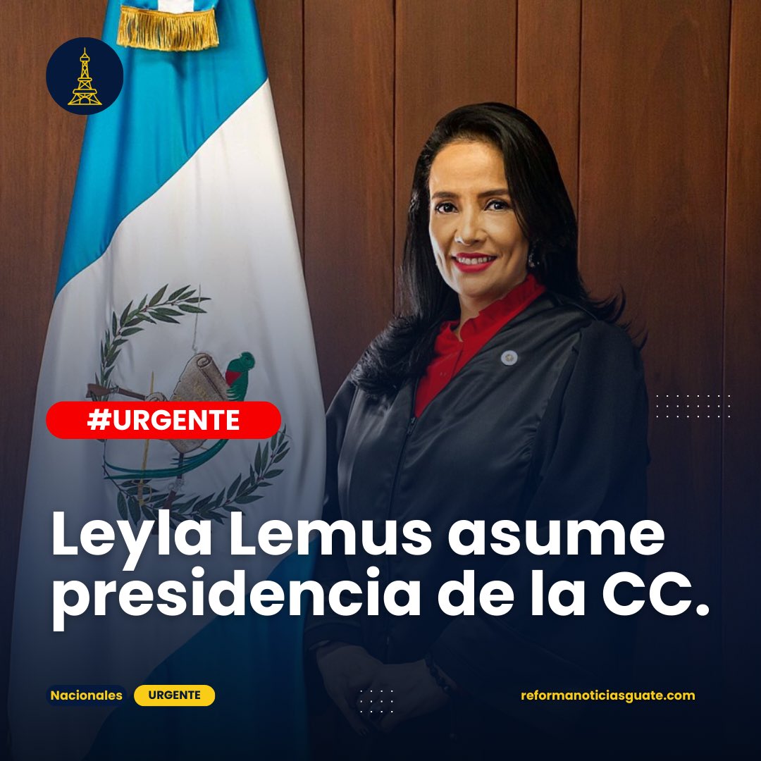🚨 #URGENTE: La magistrada Leyla Lemus tomará hoy posesión como presidenta de la Corte de Constitucionalidad, liderando el último período de esta alta corte en su actual conformación. 

Su gestión marcará el cierre de esta etapa clave en la justicia constitucional del país.
