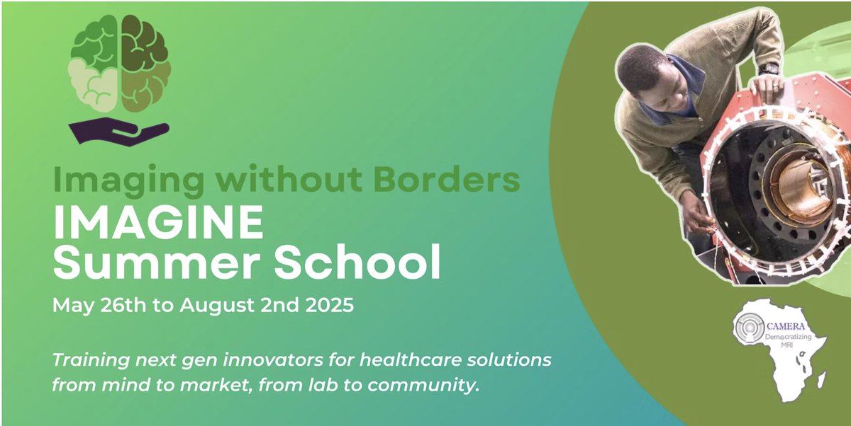 CAMERA MRI AFRICA (@cameraafrica) on Twitter photo Imaging without Borders is here! 🌍 We're training the next generation of healthcare innovators to build low cost 🧠#brain #mri scanners in Africa🇿🇦. Sign up for our free Summer School on low-field MRI engineering. Applications now open! <a href="/StellenboschUni/">Stellenbosch University</a>
Learn Imaging without Borders is here! 🌍 We're training the next generation of healthcare innovators to build low cost 🧠#brain #mri scanners in Africa🇿🇦. Sign up for our free Summer School on low-field MRI engineering. Applications now open! <a href="/StellenboschUni/">Stellenbosch University</a>
Learn