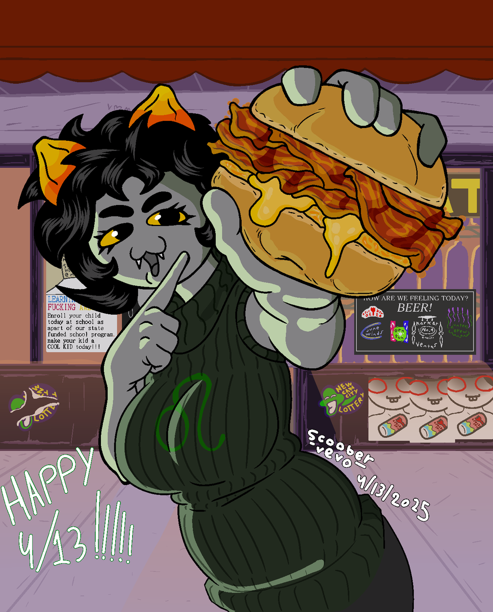 ScooberVevo's tweet photo. Bacon Eggy Cheese. HAPPY 4/13 (ik it's late shh) #homestuck #hom3stuck #nepeta #nepetaleijon https://t.co/n3LldIXNTK