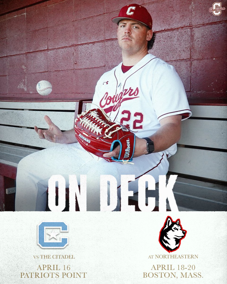 Home midweek before shipping up to Boston.

Tickets: cofcsports.com/tickets 

#TheCollege 🌴⚾️