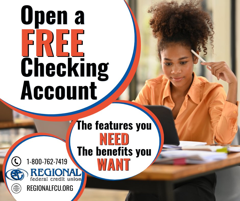 REGIONALFCU's tweet image. REGIONAL offers a variety of different types of checking, whether you’re working your first job or working on rebuilding your credit. Open a Checking account today!

LEARN MORE: bit.ly/497ouyR

#CheckingAccount #VisaDebitCard #FreeChecking #REGIONALDifference