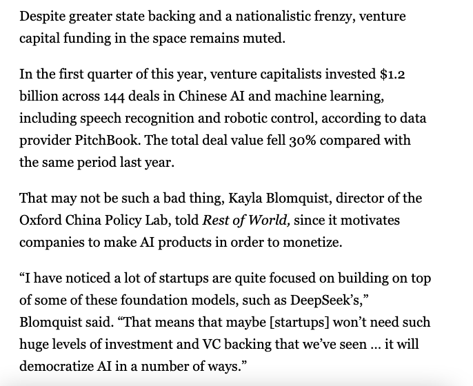 Oxford China Policy Lab (@oxchinapolicy) on Twitter photo 🚨🗣️
OCPL co-founder <a href="/KaylaBlomquist3/">Kayla_Blomquist</a> is quoted in this <a href="/restofworld/">Rest of World</a> piece discussing a potential democratisation of AI in China on the back of DeepSeek.
restofworld.org/2025/china-ai-… 🚨🗣️
OCPL co-founder <a href="/KaylaBlomquist3/">Kayla_Blomquist</a> is quoted in this <a href="/restofworld/">Rest of World</a> piece discussing a potential democratisation of AI in China on the back of DeepSeek.
restofworld.org/2025/china-ai-…