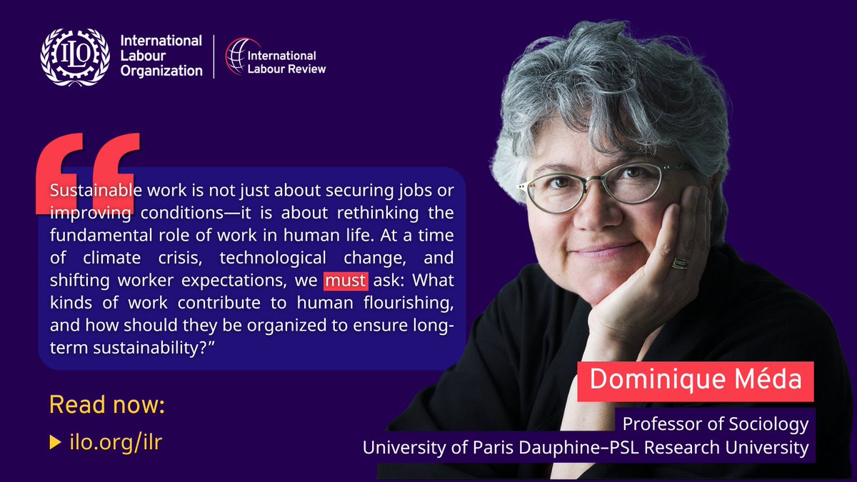 ILO Research (@ilo_research) on Twitter photo ๐ What does sustainable work really mean in todayโs world?
Renowned sociologist <a href="/dominique_meda/">Mรฉda Dominique @dominiquemeda.bsky.social</a> explores this urgent question in the new ILR Special Issue on #SustainableWork.
Read it here ๐ bit.ly/4icTAss ๐ What does sustainable work really mean in todayโs world?
Renowned sociologist <a href="/dominique_meda/">Mรฉda Dominique @dominiquemeda.bsky.social</a> explores this urgent question in the new ILR Special Issue on #SustainableWork.
Read it here ๐ bit.ly/4icTAss