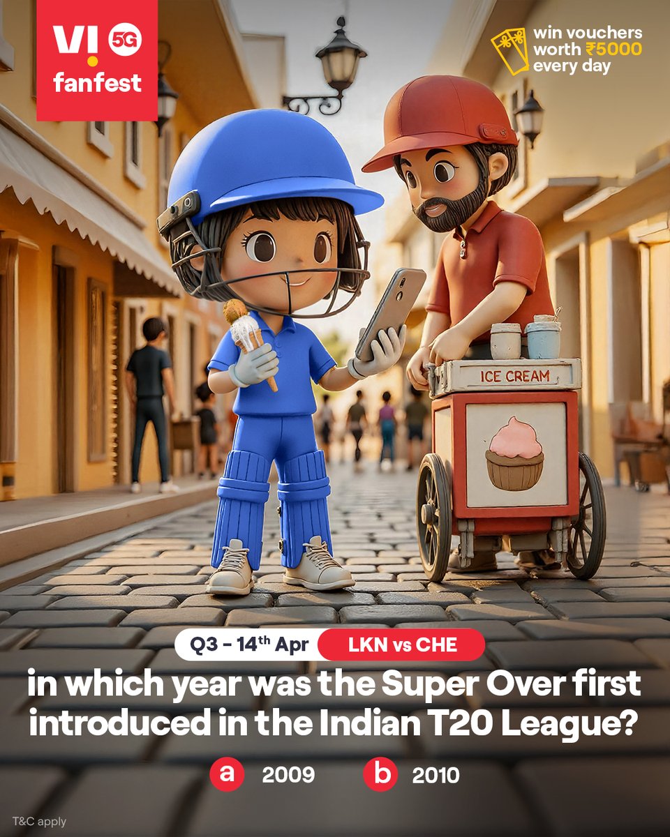 Cricky is testing your cricket IQ 🏏💡
Comment #Vi5Gfanfest with the right answers to all 5 questions today and stand a chance to win vouchers worth ₹5,000 🎟️✨🏆
.
.
#ChallengeAlert #WinPrizes #Quiz #ParticipateAndWin #LKNvsCHE #Lucknow #Chennai