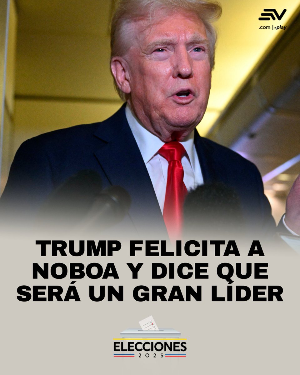 🇺🇸👱🏻‍♂️ Donald Trump felicitó a Daniel Noboa por ganar las #Elecciones2025 y lo llamó “un gran líder para el maravilloso pueblo de Ecuador”. 💻 bit.ly/4ibb3kZ