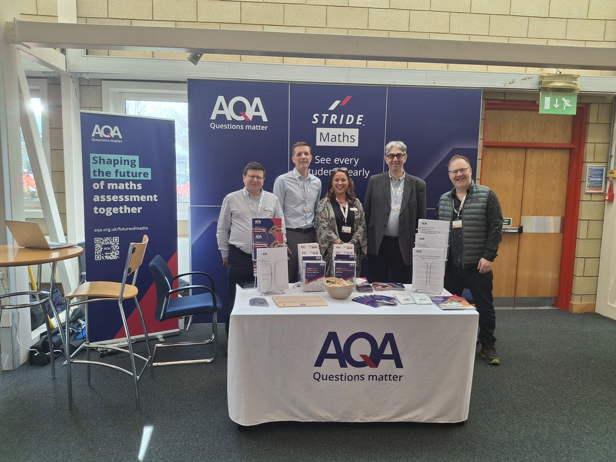 We've had a great first day at the Joint Maths Association Conference as headline sponsor.

Join us for two AQA-led sessions:
- Tuesday 15 April, 11.30am: Adapting your Curriculum with #AQAStride Maths
- Wednesday 16 April, 9am: Embedding Problem Solving Strategies.