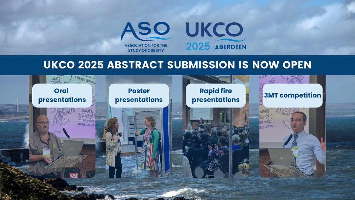 UKCO 2025 abstract deadline: 6 May
There’s still time to submit - just a few weeks to go!

We’re looking for:
• Oral presentations
• Posters
• Rapid fire talks
• 3MT entries

Share your work at the UK’s leading obesity conference: 👉🏼cconline.eventsair.com/PresentationPo…