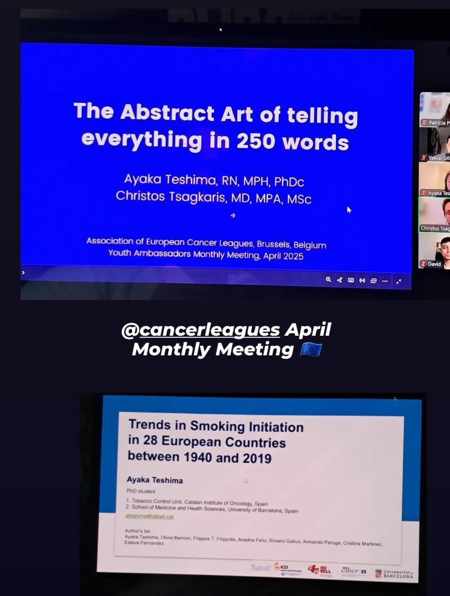 Christos Tsagkaris (@chriss20x) on Twitter photo The abstract art of delivering a session about #tobacco control and scientific #writing with <a href="/ayateshii/">Ayaka Teshima</a> 🇯🇵🇪🇸 - we had a great exchange of ideas & practices with good colleagues and friends from the <a href="/CancerLeagues/">European Cancer Leagues</a> YAs group 🇪🇺🎗 #DHPSP #MedTwitter
📸 courtesy of <a href="/YGozderesi/">Yakup Gözderesi</a> 🇹🇷 The abstract art of delivering a session about #tobacco control and scientific #writing with <a href="/ayateshii/">Ayaka Teshima</a> 🇯🇵🇪🇸 - we had a great exchange of ideas & practices with good colleagues and friends from the <a href="/CancerLeagues/">European Cancer Leagues</a> YAs group 🇪🇺🎗 #DHPSP #MedTwitter
📸 courtesy of <a href="/YGozderesi/">Yakup Gözderesi</a> 🇹🇷