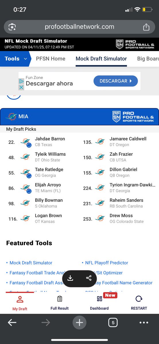 AlexRs_98's tweet photo. @DonShulaCorleon I think this is the best draft posible for Miami. Trading 13 pick with Chargers for 22,55 and 86. https://t.co/iGYyKFQt78