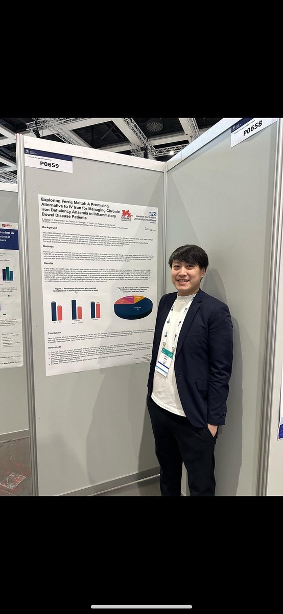 A further contribution to ECCO2025, examining the efficacy of ferric maltol in the management of chronic iron deficiency anaemia in individuals with inflammatory bowel disease. Congratulations to Felix on presenting these significant findings at ECCO.
