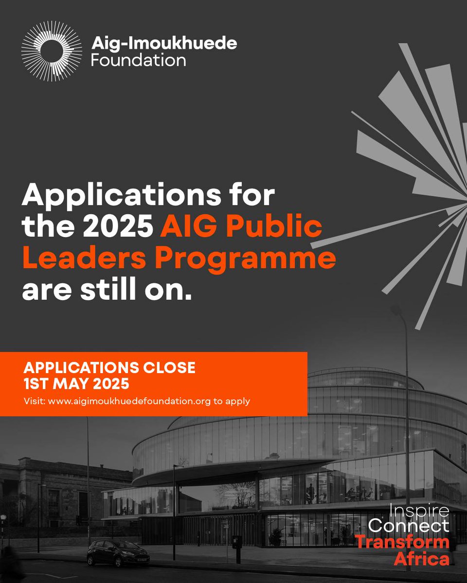 AigFoundation's tweet image. Applications are still open for the AIG Public Leaders Programme, delivered in partnership with the University of Oxford’s Blavatnik School of Government. ​Click aigimoukhuedefoundation.org/developing-lea… to apply and secure your spot in the AIG PLP Cohort 5! ​

#AIGPublicLeadersProgramme