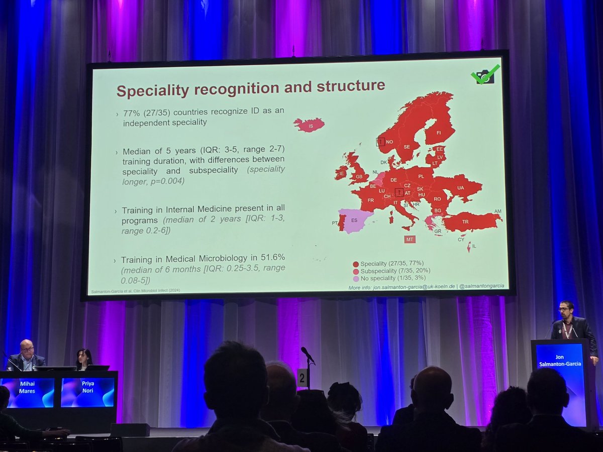 SEIMC_'s tweet photo. #ESCMIDGlobal2025 @SalmantonGarcia presenta el estudio @UEMSEurope: 🇪🇸, único país 🇪🇺 sin especialidad de #enfermedadesinfecciosas #SIEspecialidadEI #SpainhasnoIDSpeciality @ESCMID @sanidadgob @fegarciagarcia https://t.co/n9MwwYGSQL