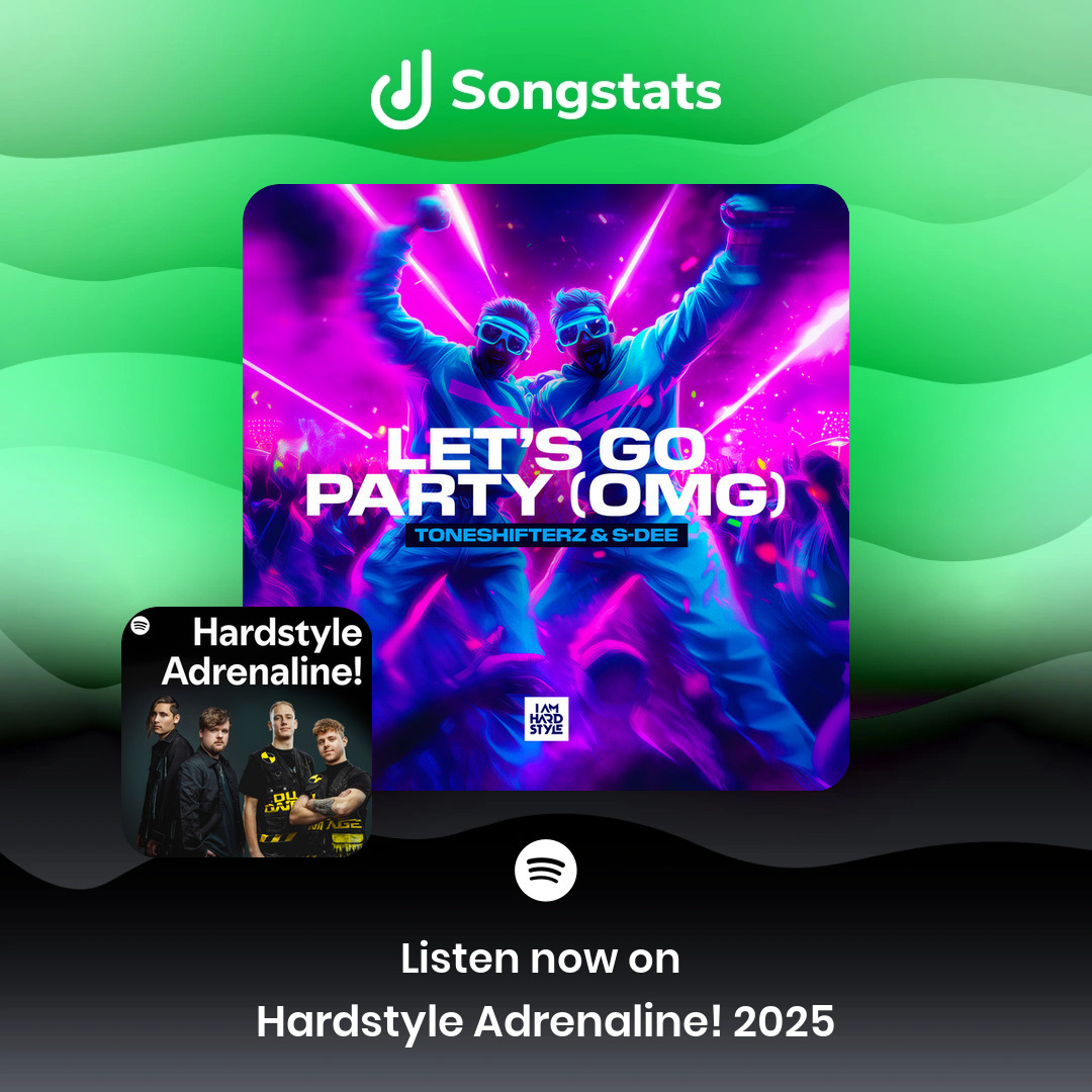 SongstatsApp's tweet photo. @s_dee Aww yeah!! Did you know that "Let's Go Party (OMG)" was added to the editorial playlist 'Hardstyle Adrenaline! 2025' with over 254K Followers on Spotify! Discover even more awesome insights on the Songstats App. https://t.co/m0KDtqr4cg