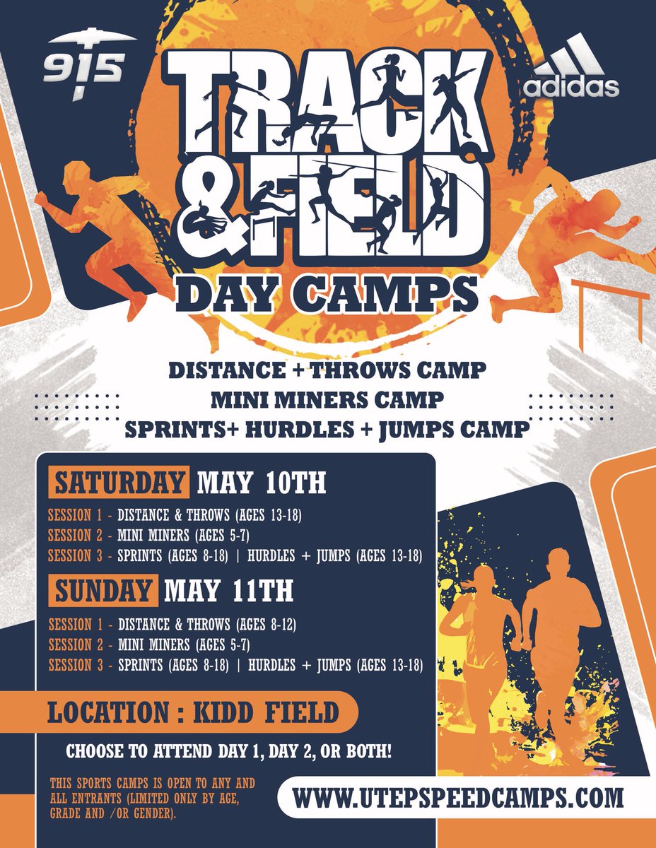 UTEPTrack's tweet photo. Train and learn from the BEST‼️

T&amp;F Day Camps are almost here 💪💨 

✍️ at https://t.co/7Ok5to2y6f

#PicksUp ⛏️ https://t.co/gKt4Zk5XT7