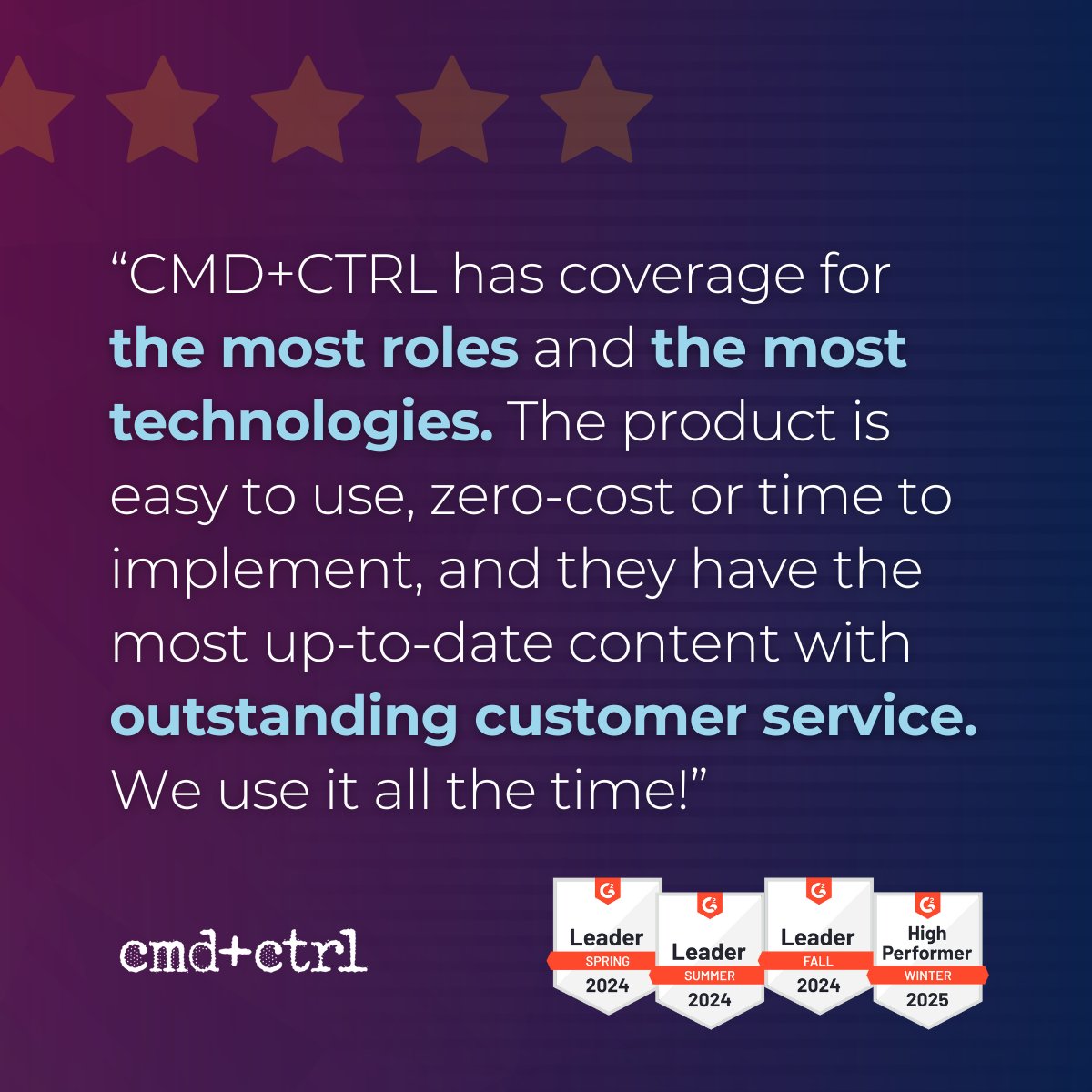 cmdnctrl's tweet image. Real-world training. Broad coverage. Outstanding support.
👉 See what others are saying about CMD+CTRL on @G2dotcom: g2.com/products/cmd-c….
#SecureCodeTraining #SoftwareSecurity #AppSec #CybersecurityTraining #DevSecOps #G2Leader