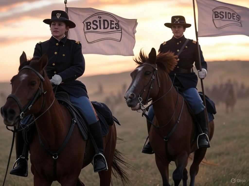 Alice &amp; Bob ride again! Keep Wonderland safe by submitting your critical life and safety talks to our @IAmTheCavalry track! bsideslv.org/cfp