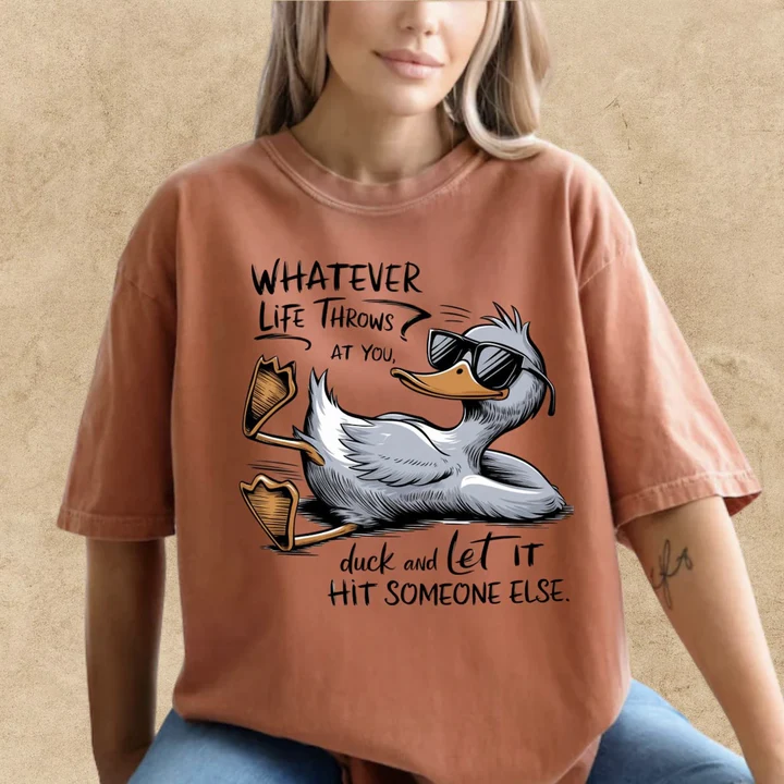 LineStitch13547's tweet photo. "When life gives you chaos, let it quack off someone else! 🦆😎  
Serving up savage vibes and ultimate coolness in this iconic tee ✨🔥  

#lineandstitch #funnyfashion #graphictee #ducktitude #quirkystyle #boldfashion #humorwear #trendsetter #coolcasuals #unisexstyle" https://t.co/vKNy7cjrKs