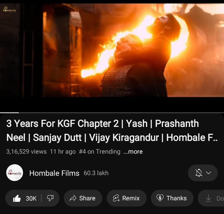 NameIsShreyash's tweet photo. KGF2 3rd Year Anniversary video trending in YouTube at 4th Position 🔥🥵

Unmatchable AURA 💥 

#3YearsOfKGF2Rampage
#ToxicTheMovie #YashBOSS https://t.co/GWalPwdhcT