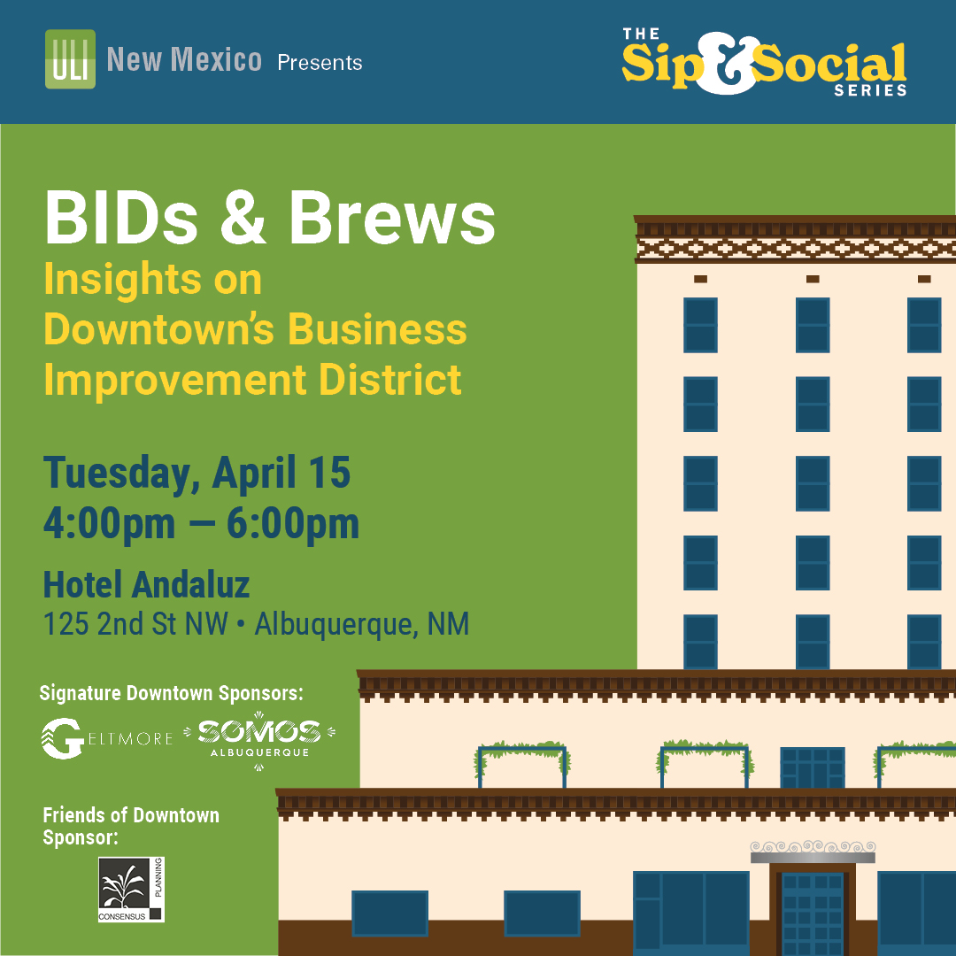 ulinewmexico's tweet photo. Join us for a dynamic panel on how Business Improvement Districts (BIDs) drive downtown development, support business growth, and shape urban spaces.

Register here: https://t.co/PpbcZHpk7O

Stay after for networking + happy hour with fellow industry peers. https://t.co/NzTpc2oysJ