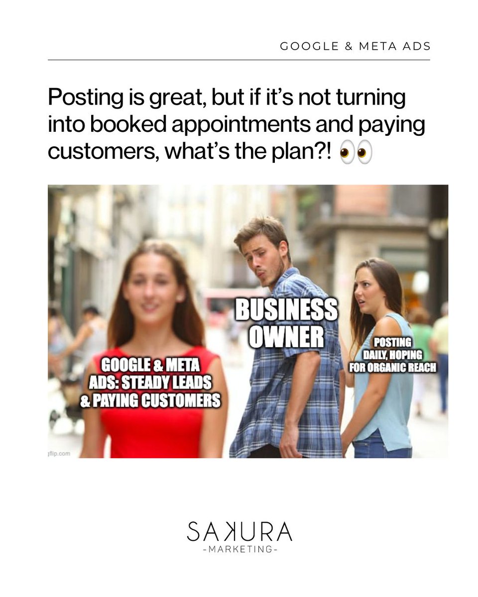 Not everyone who likes your post is your target customer. Posting isn’t enough to guarantee booked appointments and paying customers. It’s time for a strategy that works! 

DM us for a FREE ad audit &amp; strategy call. 🚀