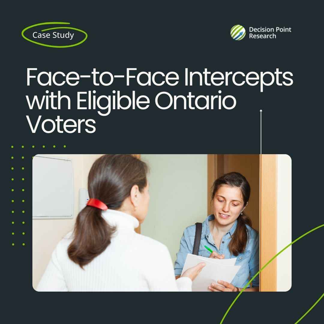 Tight timelines. Niche audiences. Seamless execution. See how Decision Point Research completed 300 face-to-face intercepts with eligible Ontario voters in just two days—on time, on target, and with full client confidence. 

Read the case study: bit.ly/44iJ7bv