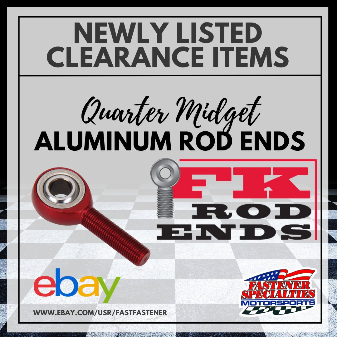 Newly Listed!
Quarter Midget Aluminum Rod Ends from FK Bearings
ALJM-5 / ALJML-5
New in Bag for only $10 Each!

Right Hand --> ebay.com/itm/2267030485…
Left Hand --> ebay.com/itm/3265328188…

Shop our Ebay Store and Get Combined Shipping Rates!