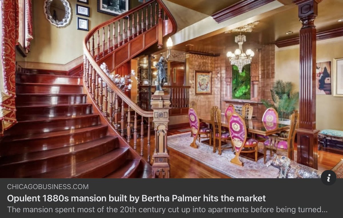 LynnBecker's tweet photo. Ever wonder what that gloriously eccentric gold-domed mansion on Cedar looks like?  Turns out it's just as loopy on the inside! Crain's Dennis Rodkin reports it was built in 1884 by no less than Bertha Palmer by architect Joseph Lyman Silsbee.
https://t.co/ZQaHeJDYTo https://t.co/nqFb6FVE7I