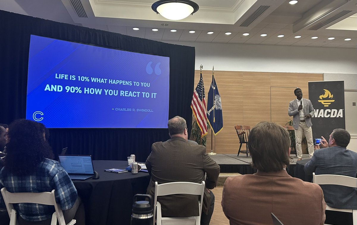 AndrewGavinAD's tweet photo. Chris Singleton with an incredible message of Love > Hate at the NACDA Spring Symposium. Thank you for sharing your personal story and message of unity with us. #SpringSymposium25 https://t.co/dO7JXx4krK