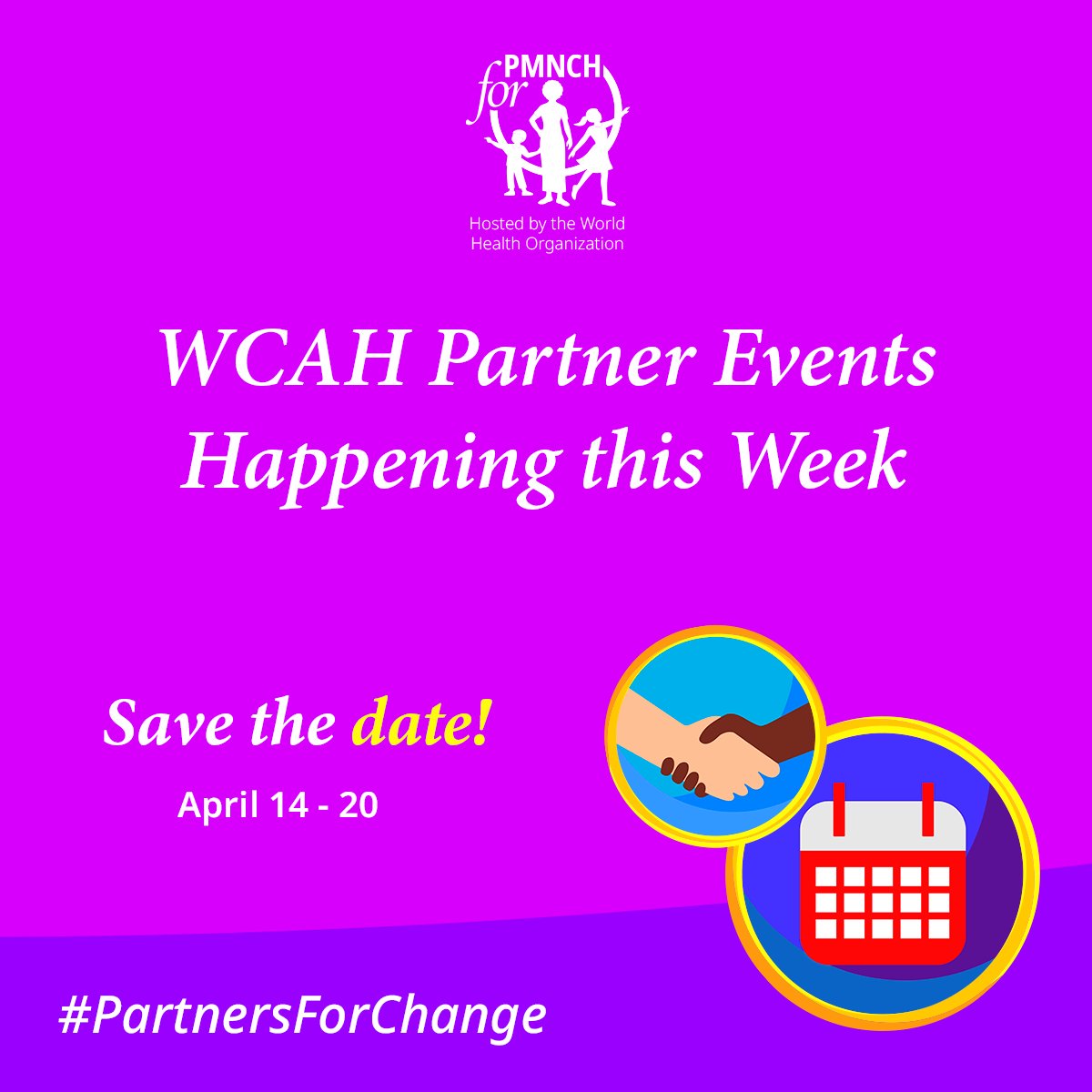 PMNCH's tweet photo. 📣 Big week for #WCAH! Don’t miss these events:
🌱 Newborns & climate risks by @NEST360org – with our own Dr. @EtienneVincentL
🧰 PMNCH Comms Toolkit launch
📏 @WHO guide on quality of care
Join the conversations & drive change! 🌍❤️
#PartnersForChange