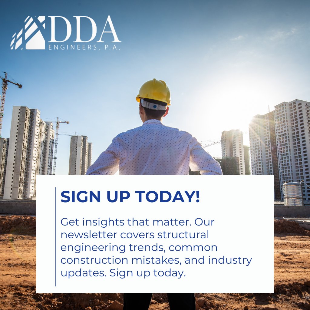 DDAEngineers's tweet image. Get insights that matter. Our newsletter covers structural engineering trends, common construction mistakes, and industry updates. Sign up today. zurl.co/cx2Il #ddaengineers #structuralengineering #inspectionservices #peerreviews #miami