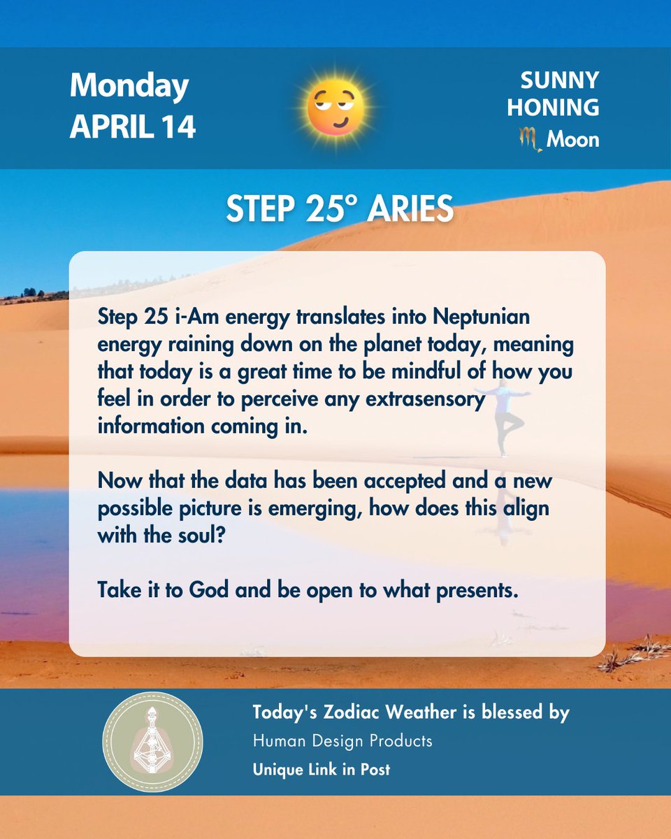 siriusjoytv's tweet photo. Step 25° Aries brings bold energy to stand in your truth + act on purpose.
Zodiac Weather blessed by Human Design Products—unlock your soul’s blueprint: https://t.co/HddMjsTMCF
#Step25 #SiriusJoy #ZodiacWeather #HumanDesign #Astrology #SoulPath https://t.co/sqocovpgbr