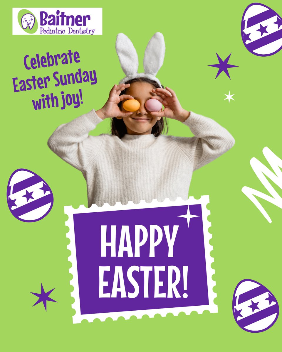 BaitnerDentist's tweet photo. Wishing you and your family a joyous Easter filled with laughter, love, and, of course, chocolate bunnies! As you celebrate, remember to keep those little teeth clean and healthy. 

#BaitnerPediatricDentistry #BaitnerPediatric #PediatricDentist #pediatric #dentistry https://t.co/TcUXlX5T6B