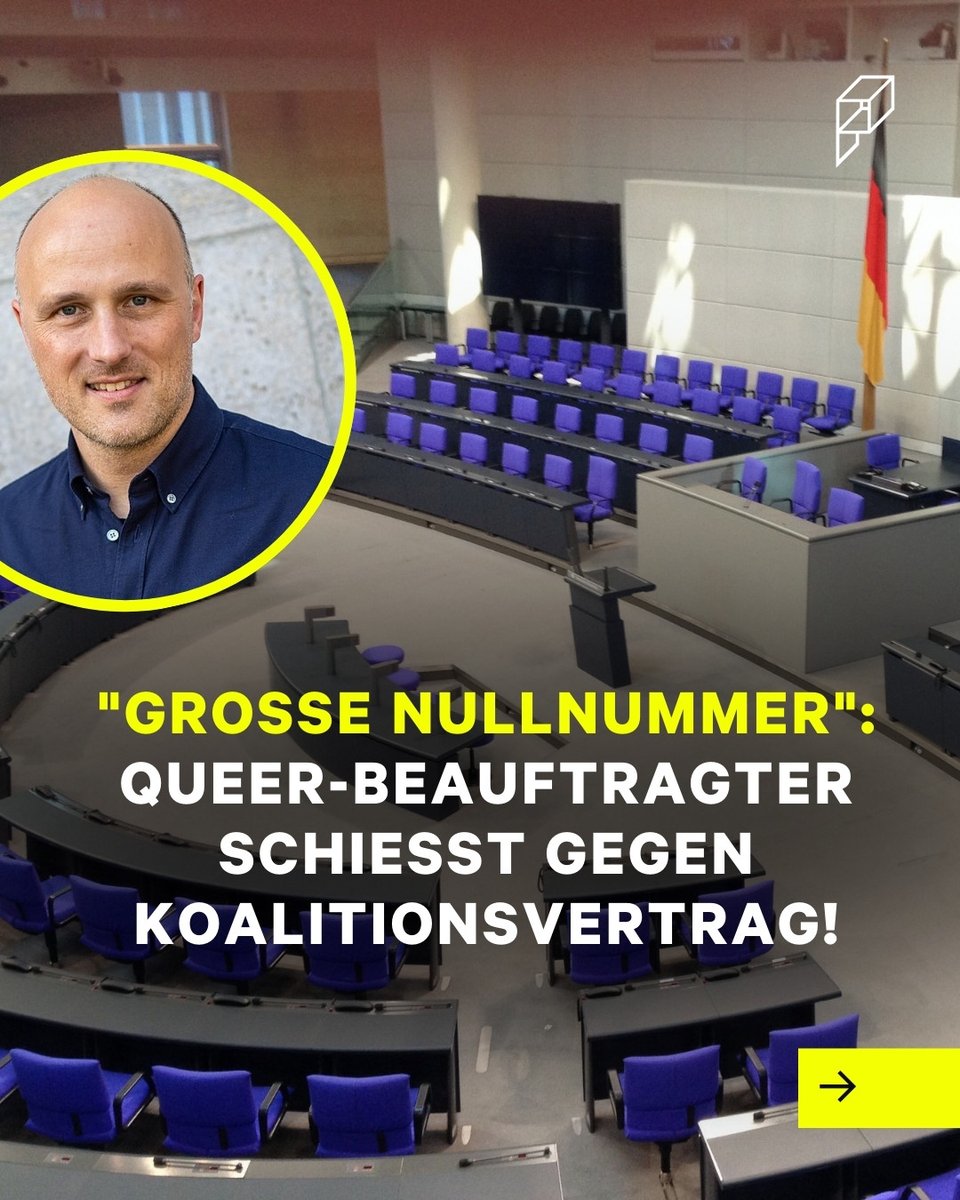 PRIDR_'s tweet photo. Sven Lehmann kritisiert den Koalitionsvertrag scharf – das Selbstbestimmungsgesetz wackelt, das Queer-Amt steht vor dem Aus. #groko #cdu #csu #spd #bundesregierung #merz https://t.co/xPaCe5SWaS