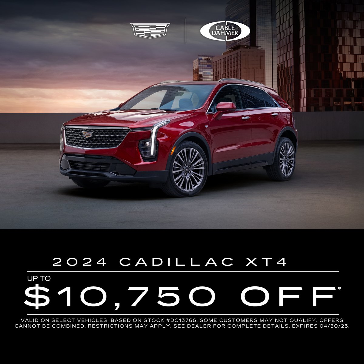 CDCadillacKC's tweet photo. Get up to $10,750 off the 2024 Cadillac XT4 this month at Cable Dahmer Cadillac of Kansas City. Style, performance, and unbeatable savings, all in one sophisticated SUV. 🤩
Shop our XT4 inventory! ➡️ https://t.co/UdavKipiBe
#XT4 #Cadillac #CableDahmer #KansasCity https://t.co/CEMhk1vIAc