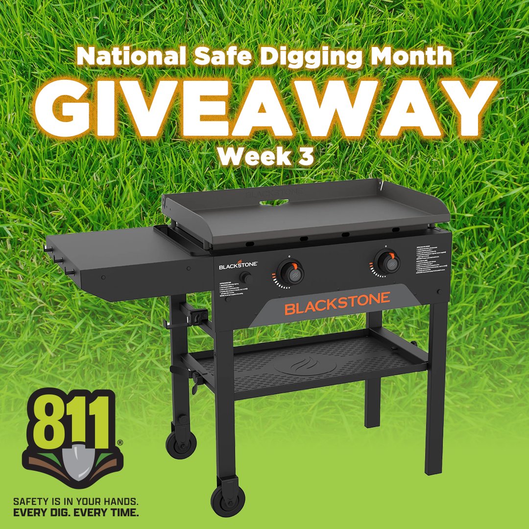 USANorth811's tweet image. National Safe Digging Month Giveaway!

For the 3rd week of the month, we’re giving away a Blackstone Grill!

Make sure to:
👉Follow our official @usanorth811 account
👉Like this tweet
👉Tag 3 friends in the comments

Look out for a bonus post this Wednesday and our other social…