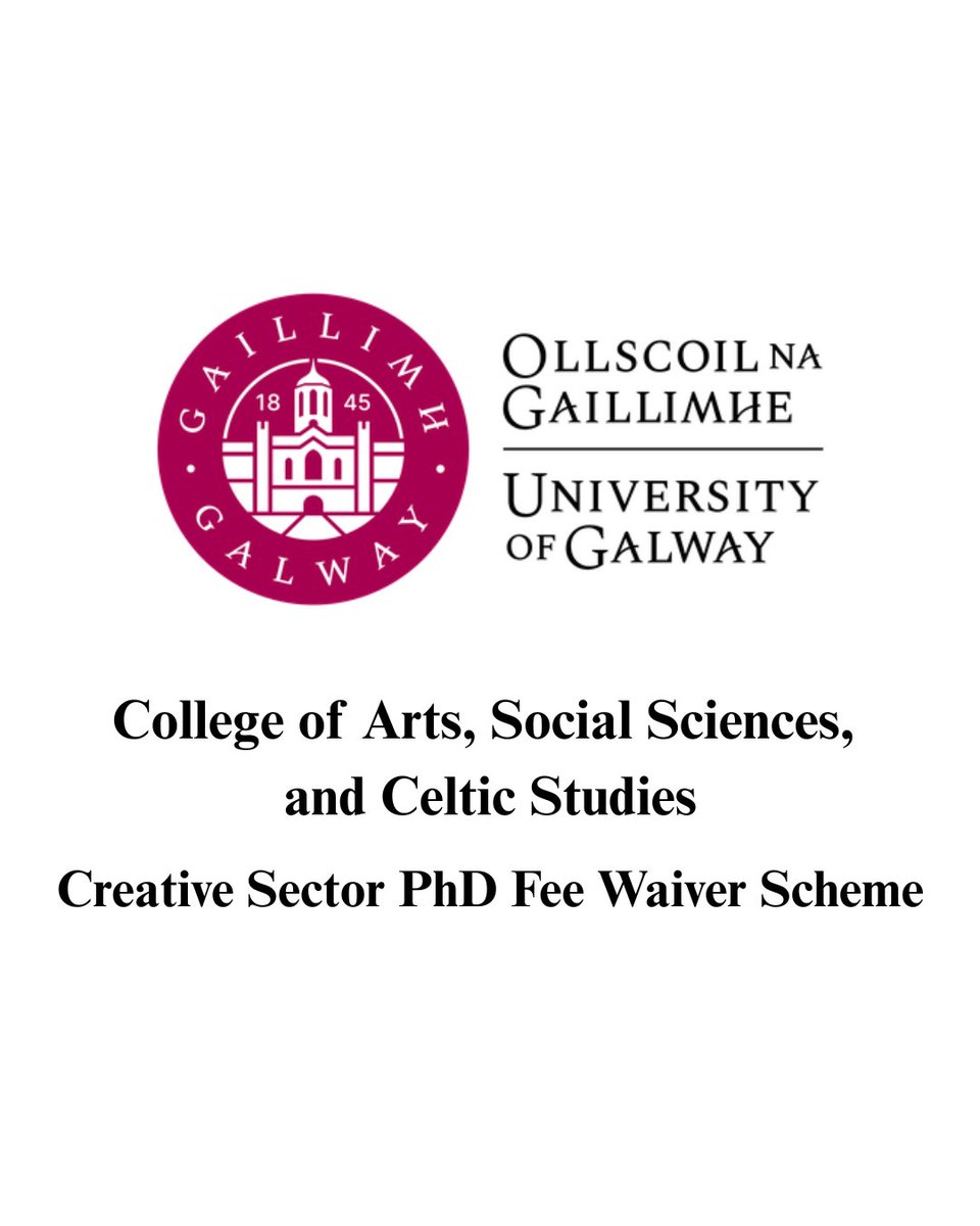 The University of Galway College of Arts, Social Sciences and Celtic Studies has just set up a new scheme that aims to provide supports for creative arts workers who are interested in completing a part-time PhD. Deadline: 1 May or 1 October.

More info: universityofgalway.ie/media/collegeo…