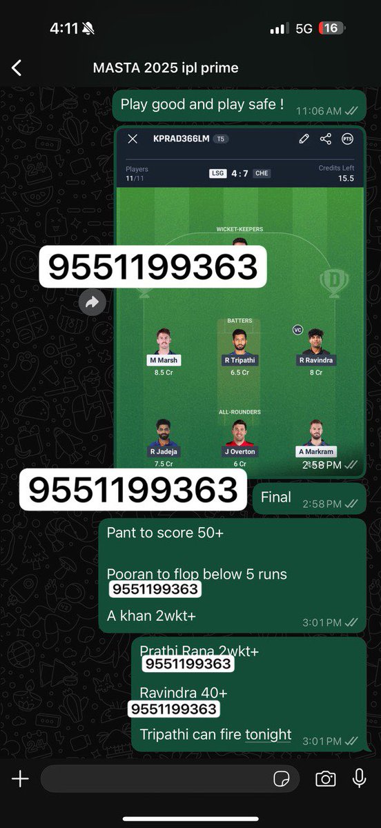 masta_11's tweet photo. MASTA PRIME PREDECTION

PANT TO SCORE 50+ PREDECTION PASS ✅

POORAN TO FLOP BELOW 5 Runs (8Runs ) PREDECTION PASS ✅

Parthirana 2WKT+ PREDECTION PASS ✅

AVESH KHAN  &amp; RACHIN - LOADING 💯

TELEGRAM LINK 🔗: https://t.co/kw2gCTiEZj

#CSKvsLSG #IPL2025 #PREDECTION #Cricket https://t.co/OWVWnG17TA