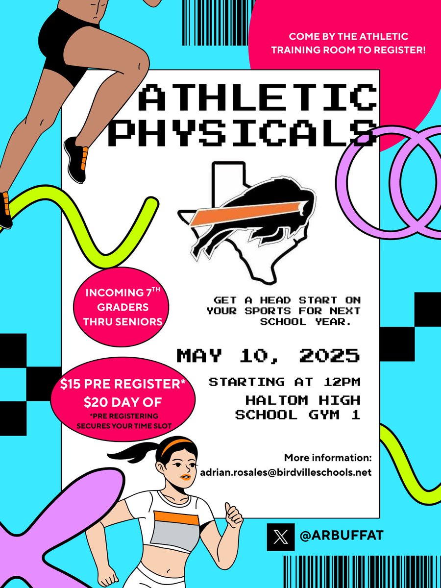 🚨❗️HALTOM FAMILY❗️🚨
⚠️Mark your calendars. Physicals will be held on campus Saturday May 10th. ⚠️

Don’t be that kid at the start of the school year……..