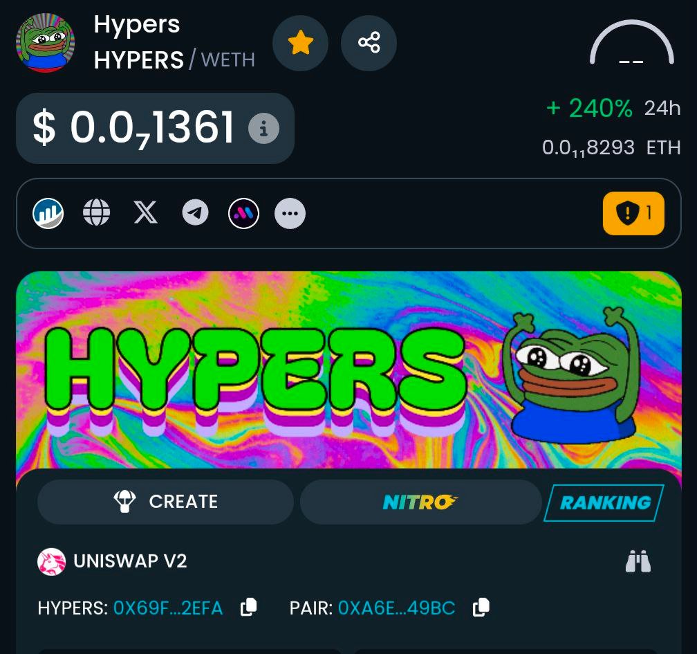 Dextools Profile Updated!

$HYPERS is the celebrating famous #Twitch emote of $PEPE!

#Hypers is celebrating today, the day #Pepe was launched!

Only on #ETH.

dextools.io/app/en/ether/p…