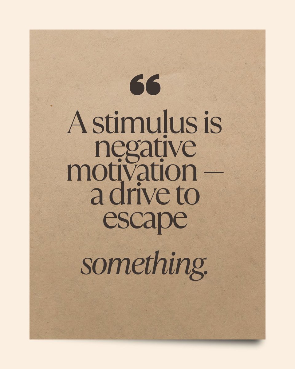 PRO100DCX's tweet image. A #stimulus is negative #motivation — a drive to escape something. In Ancient Greece, a stimulus referred to a stick with a sharp end used to prod an ox to make it move forward and pull a cart.